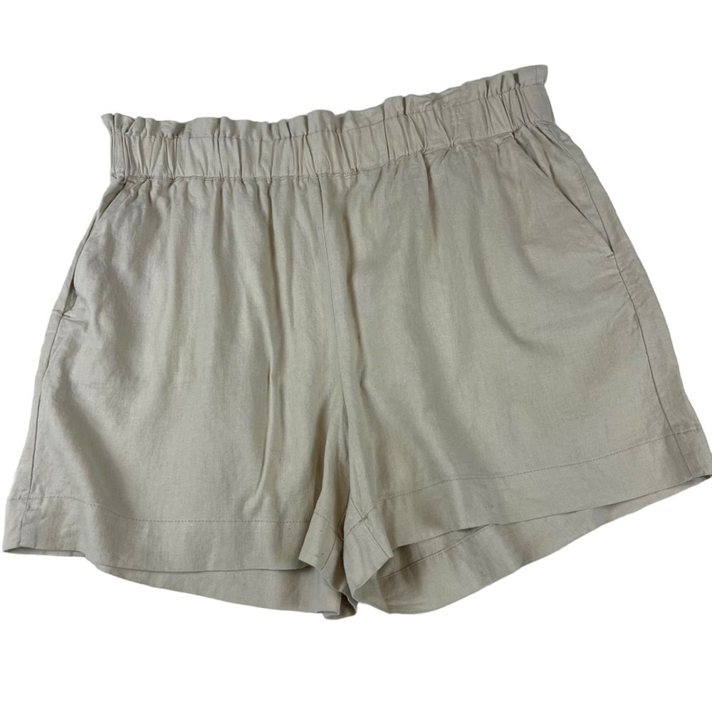 Eco-Threads women Large Linen Short High Waist Pull-on Short Pumice Stone New